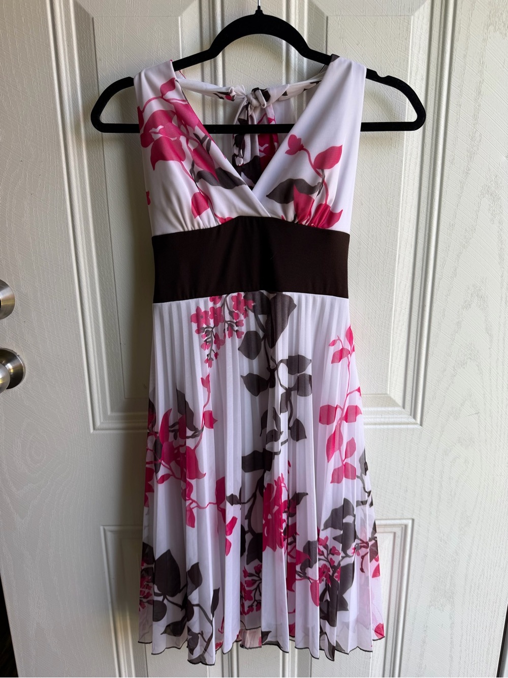 Y2K Speechless Pink Floral Pleated Dress Back Tie Coquette Midi Dress